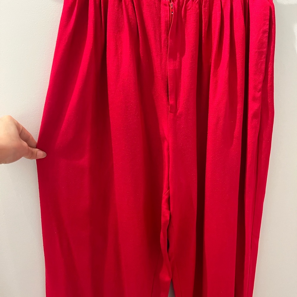 Vintage 80s Fuchsia Silk Noil High-Waisted Trousers – Made in Canada - Picture 5 of 5